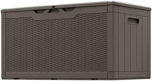 Greesum 100 Gallon Resin Patio Storage Box for Garden Tools, Dark Brown by BuynowfromGreesum