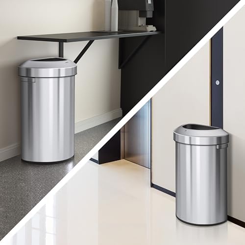 EKO Urban 21 Gallon Semi-Round Open Top Waste Bin, Stainless Steel Half Round Commercial Trash Can for Indoor and Outdoor, Extra Large Metal Garbage Bin for Home, Office, Restaurant, Restroom, 80L - Image 7