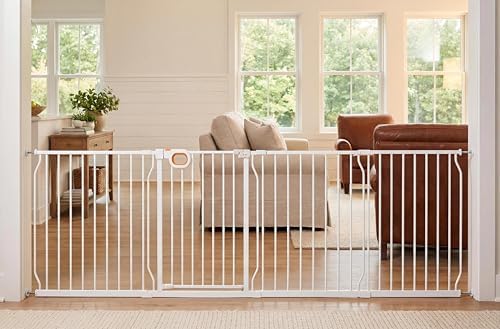 100-105 Inch Extra Wide Baby Gate for Stairs Doorways by HOOOEN