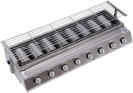 8 Burners Tabletop Gas Grill, Stainless Steel Patio Garden Barbecue Grill w/Independent Ignition Height Adjustable Commercial LPG Gas BBQ Griddle for Outdoor Party Camping - Image 4