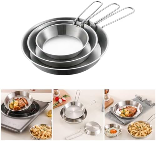 3Pcs Frying Pans Nonstick Skillets Cookware Outdoor Cooking Pans with Removable Handle for Camping, Hiking, Picnics Light Weight Camping Cookware Kitchen Utensils - Image 2