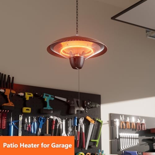Patio Heater for Outdoor Use 1500W Electric Infrared Hanging Heater, Ceiling Mounted, Waterproof for Porch, Garage, Balcony, Overheat Protection (Brown) - Image 6