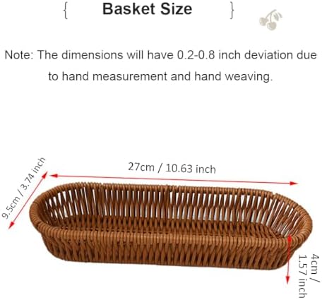 Silverware Organizer Basket, Outdoor Dining Cutlery Baskets, Small Wicker Bread Cracker Basket, Stackable Wicker Storage Baskets for Spoons Forks Knives Stationery (Oval) - Image 2