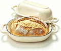 Oval Cast Iron Dutch Oven, Sourdough Bread Baking Pan with Lid, White by JINCHUFURI
