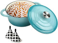 COOKWIN Cast Iron Dutch Oven, 3 QT Round Dutch Oven Pot with Self Basting Lid for Home Baking, Braiser, Cooking, Great Christmas Gifts for Family,Teal by COOKWINCastIron