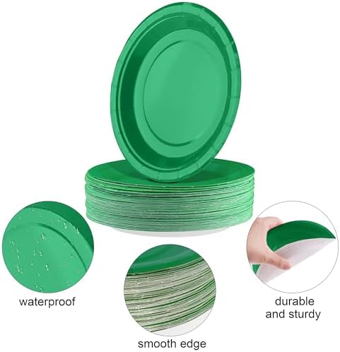 Breroa 72 Pcs Green Paper Plates 7 Inch Bulk Green Plates Disposable - Image 3