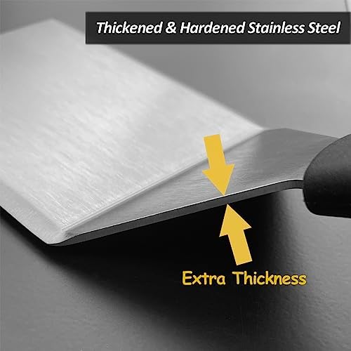 Small Spatula for Cast Iron Skillets, Full Tang silicone Handle, Heat Resistant, Commercial Grade Heavy Duty Turner, Press Burger Spatula Turner for Flipper, Cooking, Serving, 2.7" Wide - Image 5