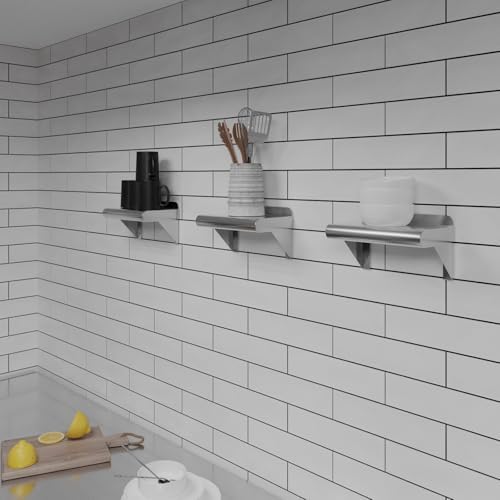 AmGood 6 in. x 10 in. Stainless Steel Wall Mount Shelf - NSF Certified, Commercial Grade, 18-Gauge - Holds up to 120 lbs, with Backsplash & Bullnose Edge for Restaurant, Kitchen, Garage & Utility Room - Image 6