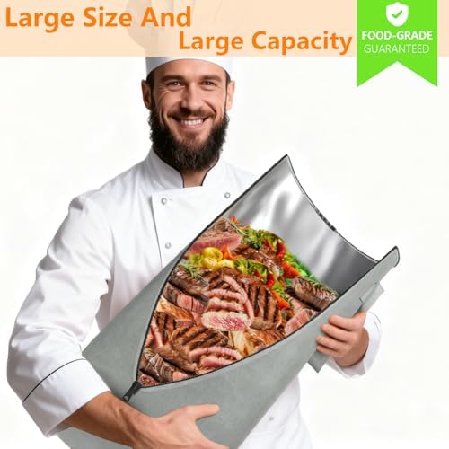 BBQ Blanket for Resting Meat,Barbecue Blanket for Resting Meat,21 Inch BBQ Blanket Meat Resting Bag,Reusable Smoker Grilling Meat Insulated Brisket Bag Grilling Gifts for Men(Gray-with Gift Box) - Image 4