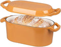 VORRINGARD Oval Dutch Oven Pot with Lid, Enamel Coating Cast Iron Bread Pans for Homemade Sourdough Bread Baking, Cooking, 4 Quart, Yellow by Unknown