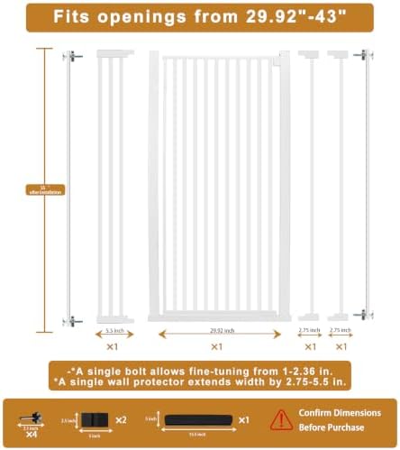 YZHDUXIU 55" Extra Tall Cat Gate, 29.92"-43" Wide Adjustable Pet Gate - Image 4