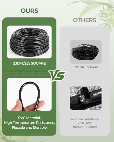 Drip Irrigation System for Watering Garden: 230FT Misting Sprinkler DIY Devices with Tubing Hose for Indoor Plants Outdoor Flower Beds Raised Growing Lawn Tree Patio Hydroponic - Image 4
