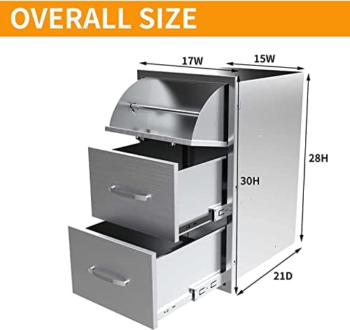 Outdoor Kitchen Triple Drawers 17" W x 30" H x 21" D Built-in - Image 2