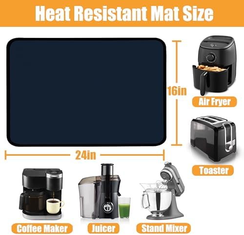 TOHONFOO Heat Resistant Mats for Countertop & Air Fryer, 24x16 in, Blue - Image 3