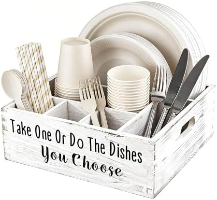 Paper Plate Organizer Cutlery Holder for Party Paper Plate Caddy Silverware Holder Utensil Holder Caddy Plate Dispenser with Handles for Cups, Forks, Spoons, Napkins by Unknown