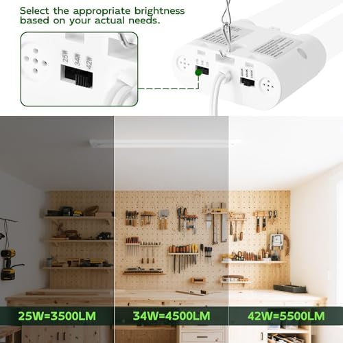 Hlite 4FT LED Shop Lights with Power Cord 5500LM,3 Power Level&3CCT,6 Pack - Image 4