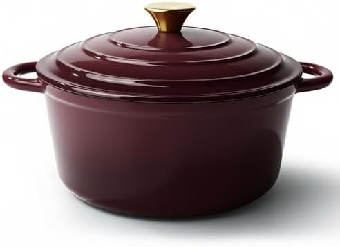 Vintage Style 6 Quart Dutch Oven Pot with Lid, Non Stick Enameled Cast Iron Dutch Oven for Bread Baking, Heavy-Duty, Oven Safe Ceramic Cookware Up to 500°F for Baking, Braising, Stews, Roasting, Fig by Unknown
