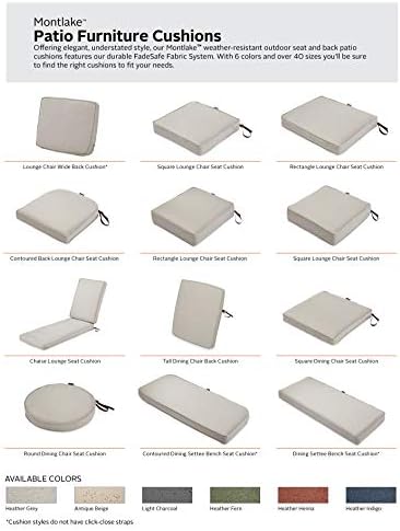 Classic Accessories Montlake Water-Resistant 25 x 22 x 4 Inch Patio Lounge Back Cushion, Heather Grey, Outdoor Loveseat Cushions - Image 6