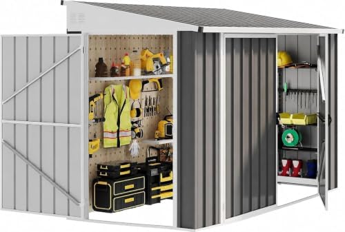 DWVO 7x4ft Outdoor Storage Shed with 3 Lockable Doors by DWVO
