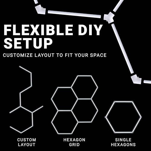 PARMIDA Hexagon LED Garage Lights, Ultra Bright 250W, 25000LM, ETL/FCC, Honeycomb Modern Ceiling Lighting System for Car Detailing Garage, Workshop, Gym, Shop, Basement (25 Pack, 5 Grids - 6000K) - Image 2