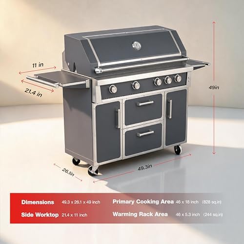 49" Stainless Steel Grey Grill, 4 Burners & Infrared Burner, Natural Gas - Image 2