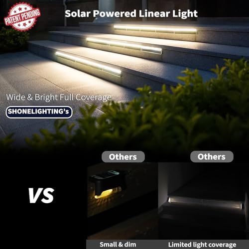 SHONELIGHTING Solar Step Lights Outside, 33 Focused LEDs, Stair Light, 2PK - Image 4