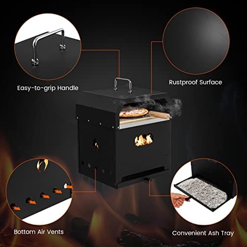 COSTWAY Outdoor Pizza Oven, 4-in-1 Detachable Pizza Oven with Pizza Stone - Image 7