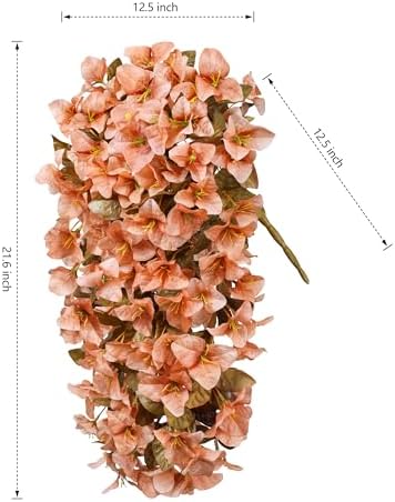 Bougainvillea Artificial Flowers Plants for Outdoors Outside Fall Autumn Decoration, 2 pcs Faux Silk Long Trailing Vines UV Resistant Look Real Brown Fake Flowers for Front Door Porch Planter Urn Yard - Image 6