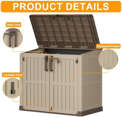 Outdoor Storage Box & Cabinet 36 Cu Ft, Patio Storage Box, Brown - Image 4