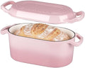 VORRINGARD Oval Dutch Oven Pot with Lid, Enamel Coating Cast Iron Bread Pans for Homemade Sourdough Bread Baking, Cooking, 4 Quart, Pink by Unknown