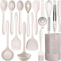 AOTHOD Silicone Cooking Utensils Set - 446°F Heat Resistant Kitchen Utensils,Turner Tongs,Spatula,Spoon,Brush,Whisk,Kitchen Utensil Gadgets Tools Set for Nonstick Cookware,Dishwasher Safe (BPA Free) by Safeandsuitableforuse