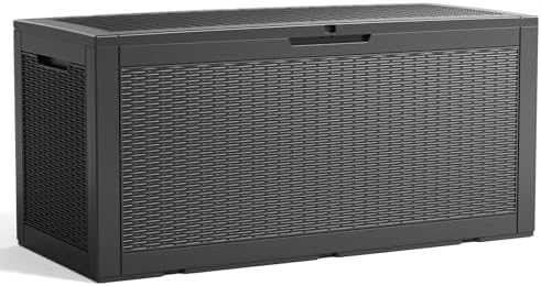 Deck Box 171 Gal Waterproof Outdoor Storage Patio Organizer Black by ASKPASS