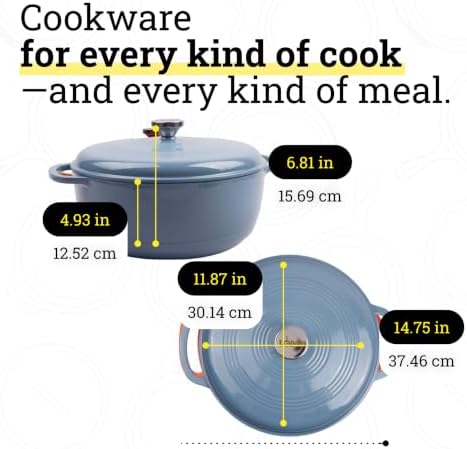 Lodge Essential Enamel Cast Iron Dutch Oven, 7.5 Quart, Storm Blue - Image 5