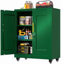 GAIOUS Metal Storage Cabinet with Lock and Wheels, Steel Office Cabinet with 2 Door and 2 Adjustable Shelves, 35” Tall Lockable File Cabinet, Garage Cabinet, Rolling Cabinet for Home Office - Green by GAIOUS