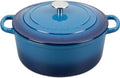 EDGING CASTING Enameled Cast Iron Dutch Oven Pot With Lid for Cooking, Bread Baking, Bread Oven, 5.5 Quart, Lake Blue by EDGINGCOOKWARE