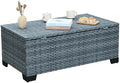 Outdoor Storage Table Wicker Patio Coffee Table All-Weather Rattan Side Table with Waterproof Cover, Grey by Rattaner