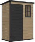 DWVO 5x3 FT Outdoor Storage Shed with Floor, All-Weather Resin Storage Shed with Lockable Door & Window, Waterproof Plastic Tool Storage for Garden, Backyard, Patio, Lawn, Brown by DWVO