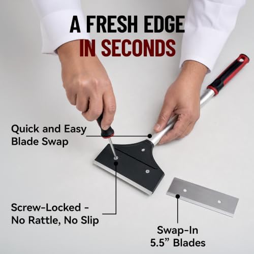 FryOilSaver Co. Stainless Steel Flat Top Griddle Scraper, 15.5-Inch Handle - Image 4