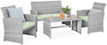 Best Choice Products 4-Piece Outdoor Wicker Patio Conversation Furniture Set for Backyard w/Coffee Table, Seat Cushions - Gray/Light Mint by BestChoiceProducts