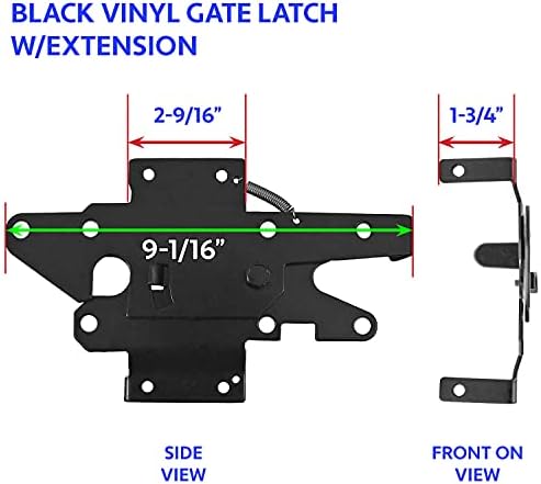 Vinyl Gate Latch Black Extended Fence Gate Latch w/Mounting Hardware - Gate Latches Have a 90 Degree Bracket Resulting in a Positive Latch to Gate Connection - Image 2