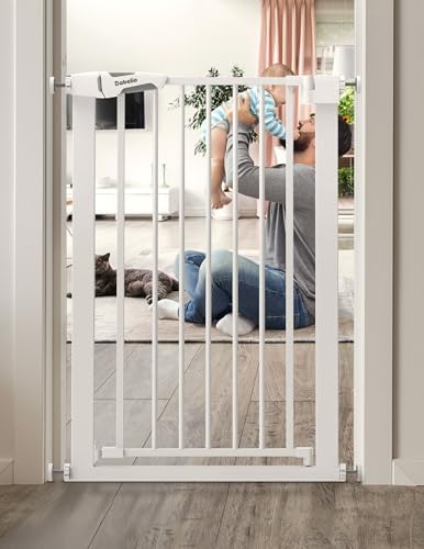 Bebelio 26–28.5" Narrow Baby Gate, 36" Tall, PressGuard P7, White by BABELIO
