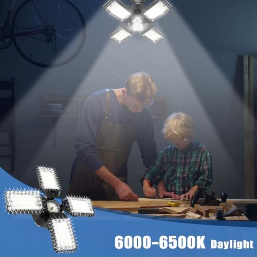 Aoretic LED Garage Lights Bulb 2 Pack -120W, 12000LM 6500K Led Shop Light with 4+1 Deformable Panels, Basement Barn Light Garages Ceiling Lights, E26/E27 for Garage, Warehouse, Shop - Image 6