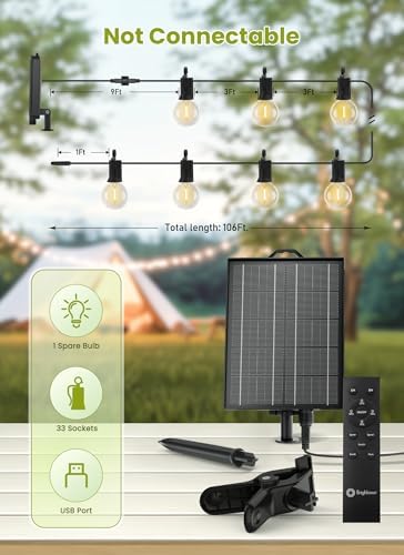Brightown 106FT Solar String Lights Outdoor, IP65 Waterproof, Remote, Timer - Image 6