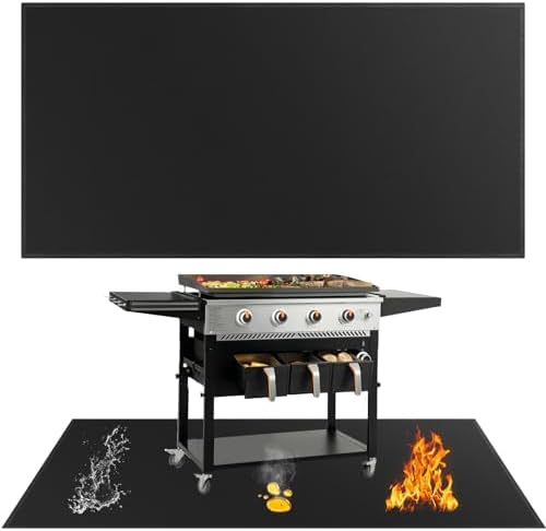 SecuCaptain Under Grill Mat for Outdoor Grill - Large 65x40 Inches Mats Double-Sided Fireproof Pad for Indoor Fireplace Fire Pit Heat Resistant Waterproof BBQ Floor Protector for Patio and Deck by SecuCaptain