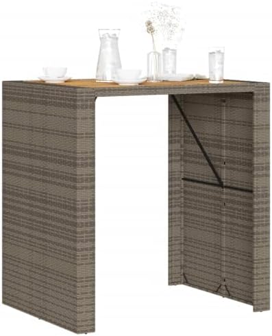 Grey Garden Bar Table Outdoor Furniture with Solid Acacia Wood and Powder-Coated Steel Frame, Weather-Resistant and Durable for Patio Dining, 41.3 in Long and 31.5 in Wide, - Image 4