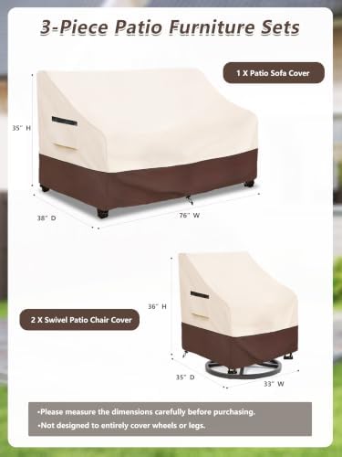 Patio Furniture Covers Set for 2 Patio Chair Cover and Patio loveseat Cover - Image 2