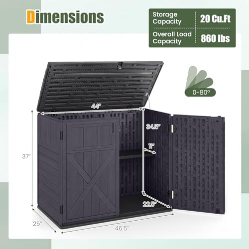 Tangkula 20 Cu.Ft Large Outdoor Storage Cabinet w/Adjustable Shelf - Image 5