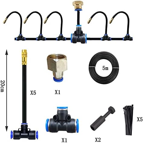 Outdoor Misting Cooling System Kit with Flexible Adjustable Nozzles & Flexible Misting Line & Filter, Patio Misters Mister System Drip Irrigation System for Outside Patio(Size:5m Tube+ 5 nozzles,) - Image 3