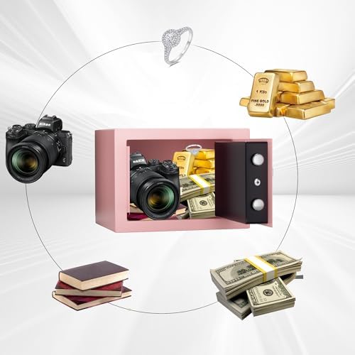 Digital Electronic Money Safe, Steel Security Lock Box with Keypad, Office Hotel Business Jewelry Gun Cash Safe, 0.23 Cubic Feet, 9.06" W x 6.69" D x 6.69" H（pink） - Image 4
