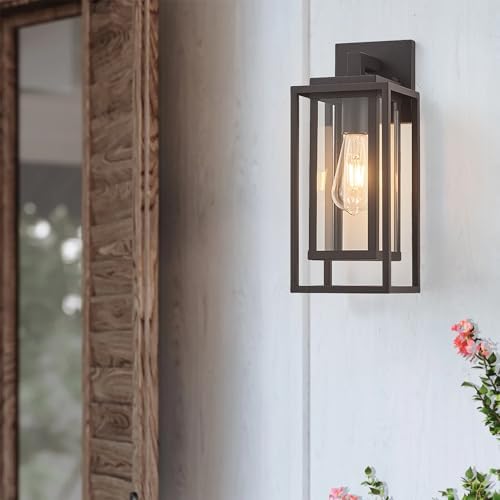 14" Double Cage Outdoor Wall Light, 2Pack Exterior Lantern Sconce - Image 2